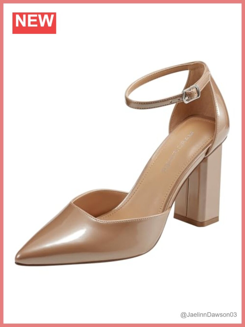 Marc Fisher Demeter Pointed Toe Block Heel Pump with Ankle Strap